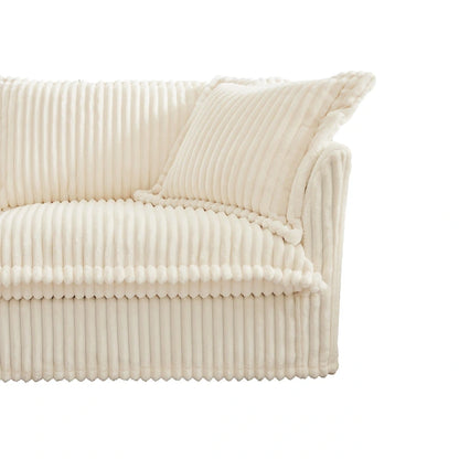 156.6 Corduroy U-Shape 4-Seater Sectional Sofa with Removable Slipcover, Deep Seat Design and French Edge Detailing