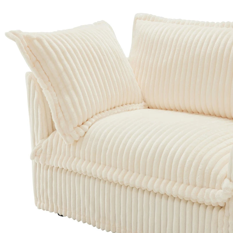 156.6 Corduroy U-Shape 4-Seater Sectional Sofa with Removable Slipcover, Deep Seat Design and French Edge Detailing
