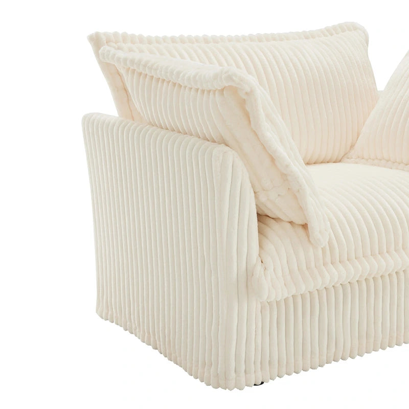 156.6 Corduroy U-Shape 4-Seater Sectional Sofa with Removable Slipcover, Deep Seat Design and French Edge Detailing