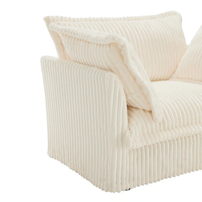 156.6 Corduroy U-Shape 4-Seater Sectional Sofa with Removable Slipcover, Deep Seat Design and French Edge Detailing