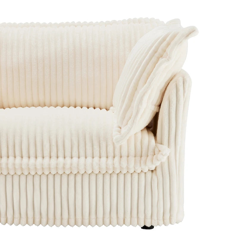 156.6 Corduroy U-Shape 4-Seater Sectional Sofa with Removable Slipcover, Deep Seat Design and French Edge Detailing