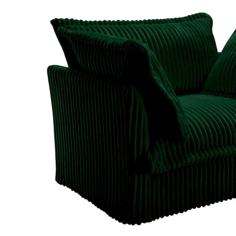 156.6 Corduroy U-Shape 4-Seater Sectional Sofa with Removable Slipcover, Deep Seat Design and French Edge Detailing