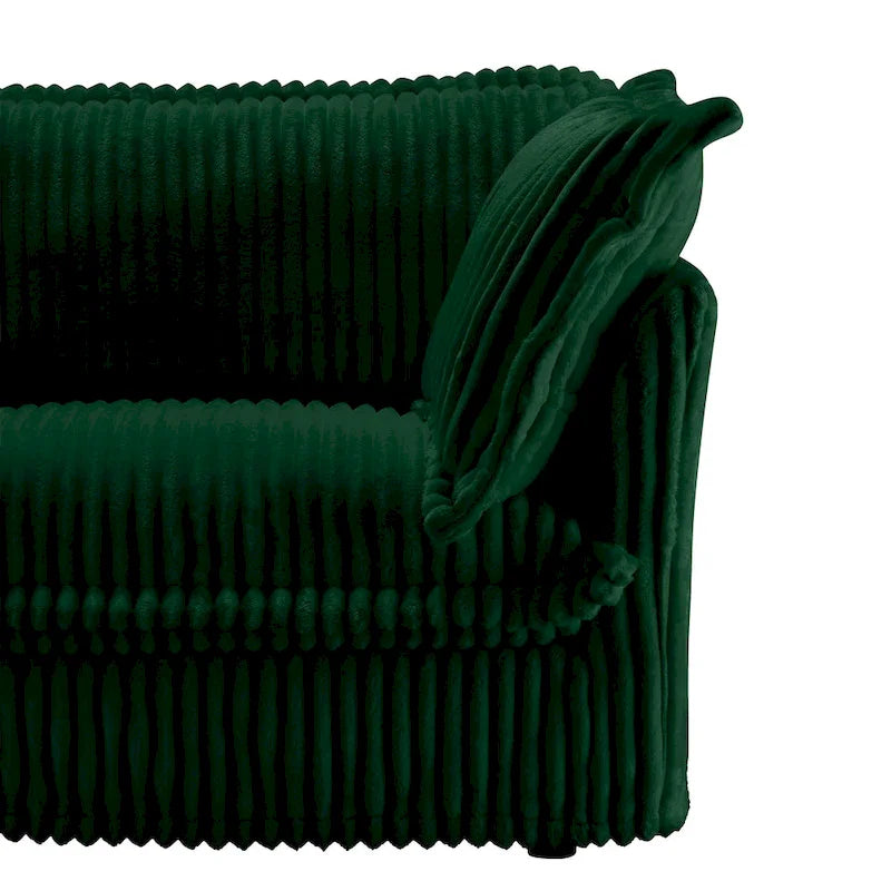 156.6 Corduroy U-Shape 4-Seater Sectional Sofa with Removable Slipcover, Deep Seat Design and French Edge Detailing