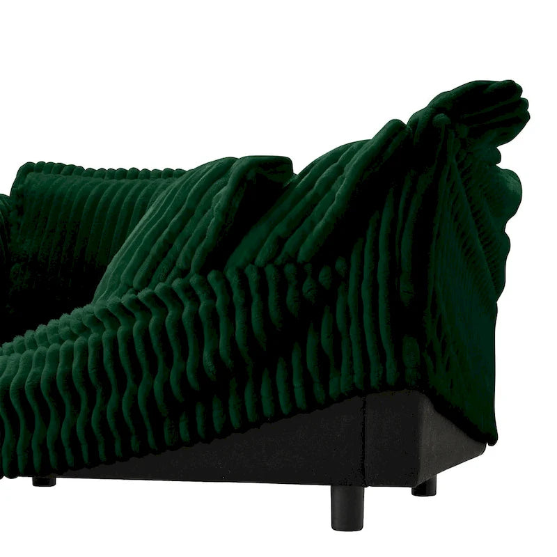 156.6 Corduroy U-Shape 4-Seater Sectional Sofa with Removable Slipcover, Deep Seat Design and French Edge Detailing