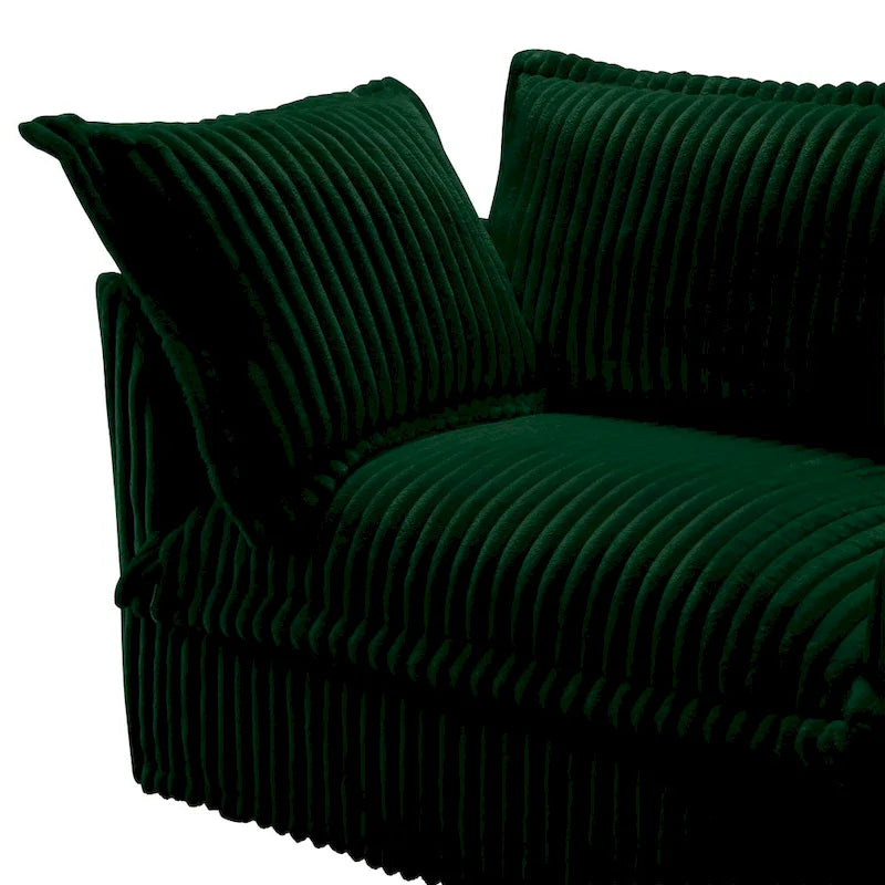 156.6 Corduroy U-Shape 4-Seater Sectional Sofa with Removable Slipcover, Deep Seat Design and French Edge Detailing