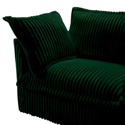 156.6 Corduroy U-Shape 4-Seater Sectional Sofa with Removable Slipcover, Deep Seat Design and French Edge Detailing