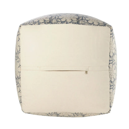 20 Navy Blue and White Floral Handmade Square Pouf Ottoman