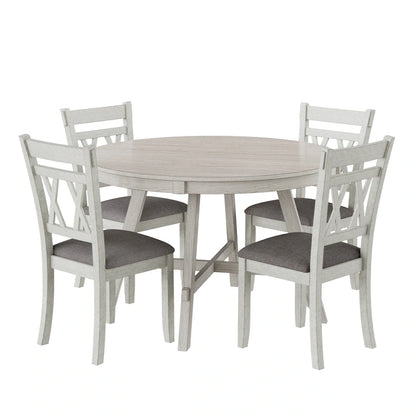 VECELO Solid Wood Dining Chairs with Linen Fabric SeatingKitchen Chairs Set of 2/4/6
