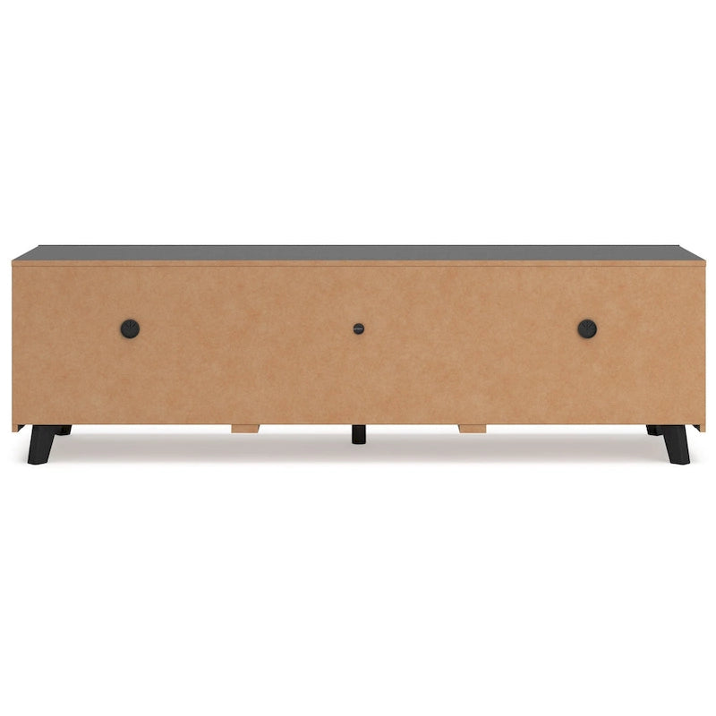Danzi Large TV Media Console, 4 Shelves, Black Wood Finish, 72 Inch