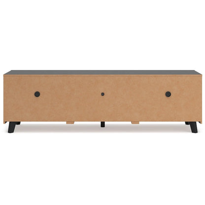 Danzi Large TV Media Console, 4 Shelves, Black Wood Finish, 72 Inch