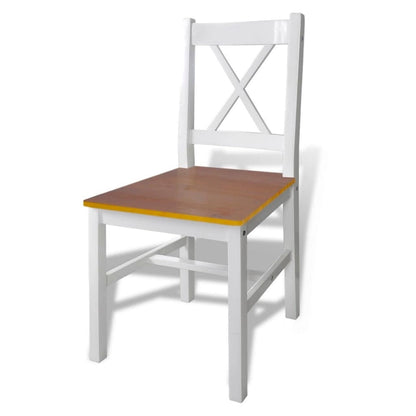 5pc Dining Table Set, 43 Inch Rectangular, 4 Chairs, Brown White Wood