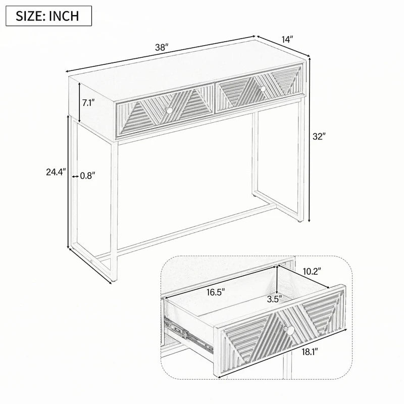 Modern Sleek Console Table with Storage, Grey