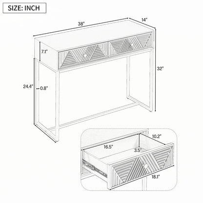 Modern Sleek Console Table with Storage, Grey