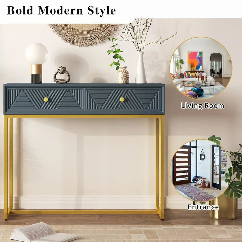 Modern Sleek Console Table with Storage, Grey