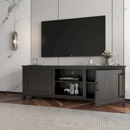 Industrial TV Stand with 2 Storage Cabinet and 4 Shelf Storage for Living Rooms Bedrooms and Playrooms