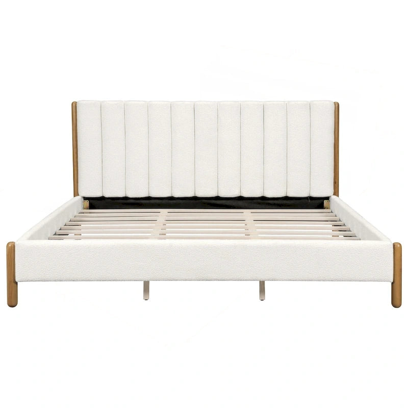 Luxurious Upholstered Bed Frame with Sturdy Wooden Legs