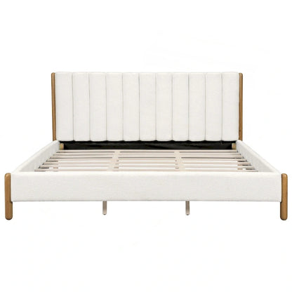 Luxurious Upholstered Bed Frame with Sturdy Wooden Legs