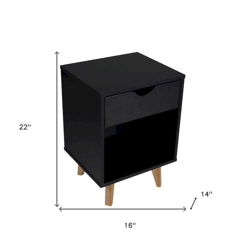 24-Inch Wood 2-Drawer Nightstand Modern Bedside or End Table with Storage