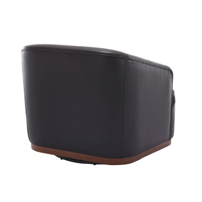 Black PU Modern 31.5 Upholstered 360 Swivel Barrel Chair with Metal Base for Living Room