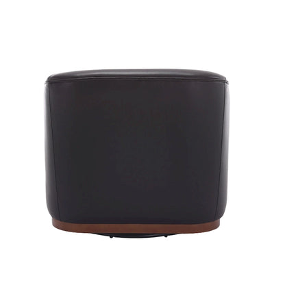Black PU Modern 31.5 Upholstered 360 Swivel Barrel Chair with Metal Base for Living Room