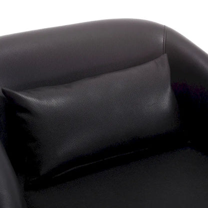 Black PU Modern 31.5 Upholstered 360 Swivel Barrel Chair with Metal Base for Living Room