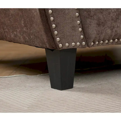 109.5 Chenille 6-Seater L-Shaped Sectional Sofa with Rivets Decorated Rolled Armrests,Cushions, and Wood Frame
