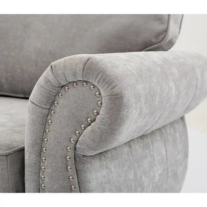 109.5 Chenille 6-Seater L-Shaped Sectional Sofa with Rivets Decorated Rolled Armrests,Cushions, and Wood Frame
