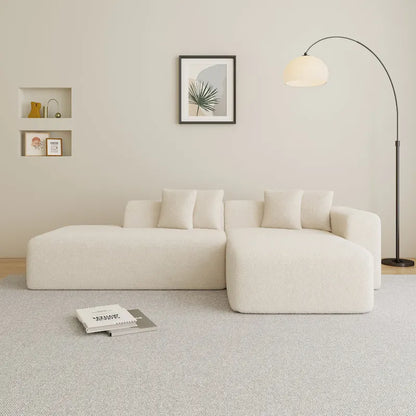 105.51 Modern L-Shape 5 Seater Modular Sectional Sofa Couch with Chaise Lounge, in Soft Lambswool Sherpa Fabric