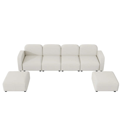 116 Modular U-Shaped Velvet 6-Seat Sectional Sofa with Two Ottomans, Reversible Design for Customizable Living Space