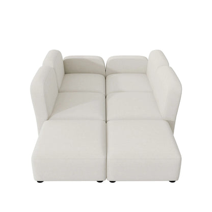 116 Modular U-Shaped Velvet 6-Seat Sectional Sofa with Two Ottomans, Reversible Design for Customizable Living Space