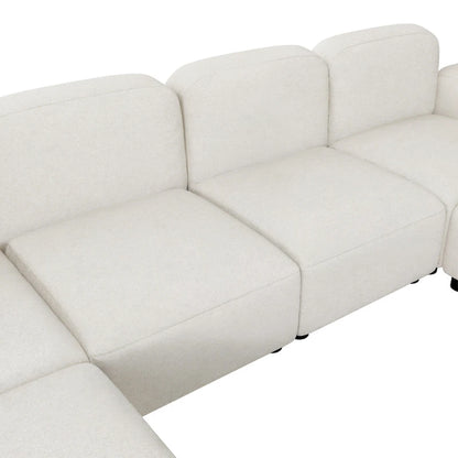 116 Modular U-Shaped Velvet 6-Seat Sectional Sofa with Two Ottomans, Reversible Design for Customizable Living Space