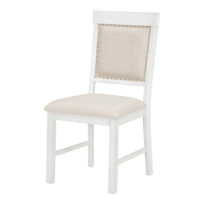 Antique White Retro 5-Piece Wooden Dining Table Set with Extendable Table & 4 Chairs