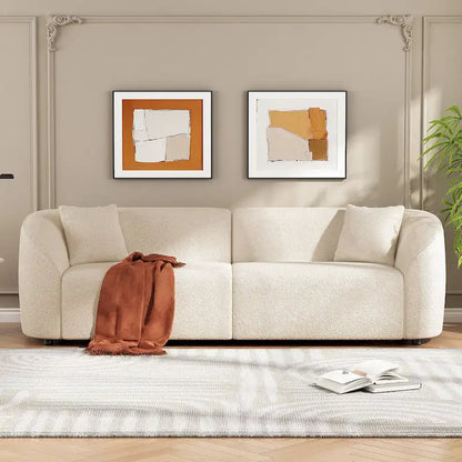 87.5 Boucle Curved 3-Seater Sofa with Sculptural & Ergonomic Design