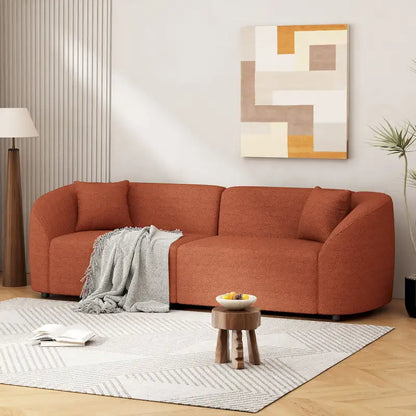 87.5 Boucle Curved 3-Seater Sofa with Sculptural & Ergonomic Design