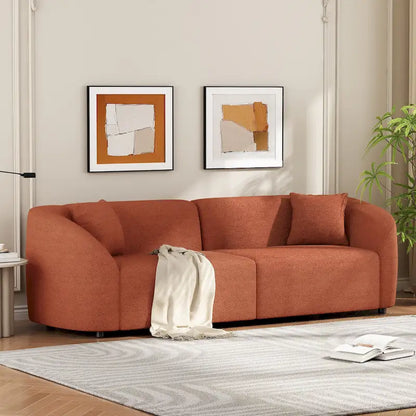 87.5 Boucle Curved 3-Seater Sofa with Sculptural & Ergonomic Design