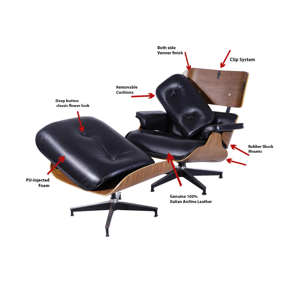 Miller Lounge Chair and Ottoman - Oak