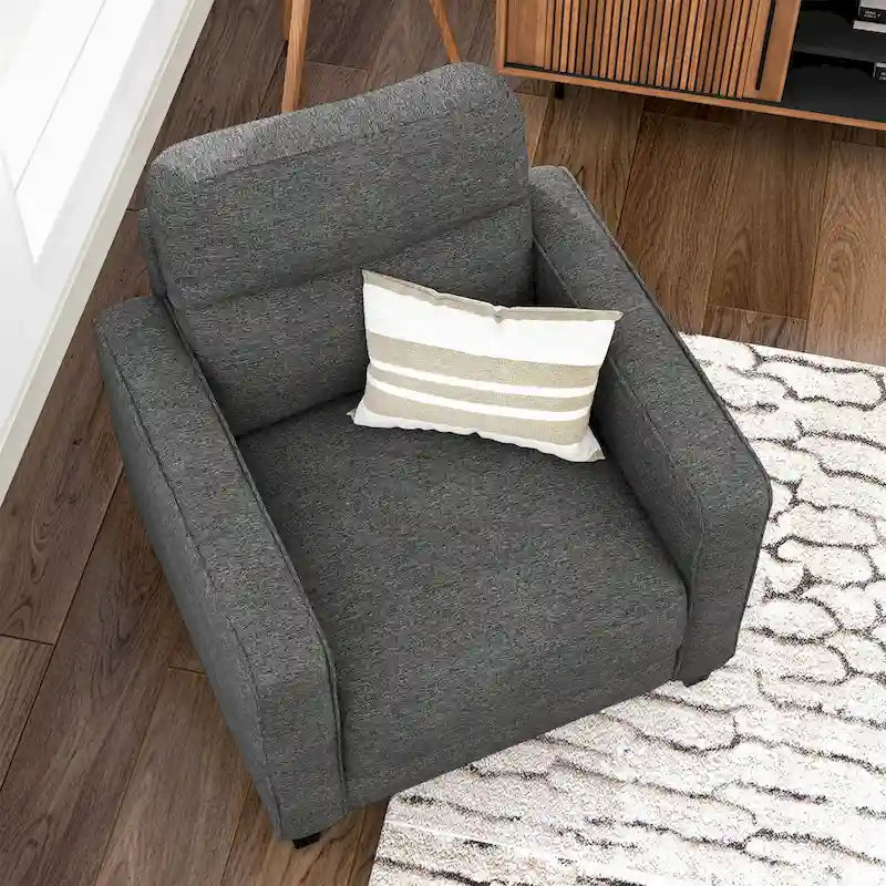 Wystan Contemporary Track Arms Chair with Solid Wood Tapered Legs, Upholstered Fabric Single Sofa Chair by Furniture of America