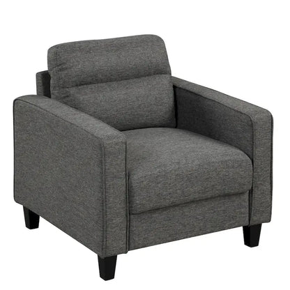 Wystan Contemporary Track Arms Chair with Solid Wood Tapered Legs, Upholstered Fabric Single Sofa Chair by Furniture of America