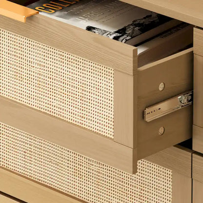 Rattan Wood 6-Drawer Dresser