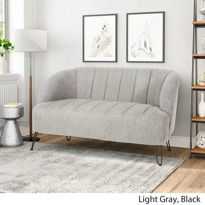 Lupine Modern Fabric Loveseat with Hairpin Legs by Christopher Knight Home
