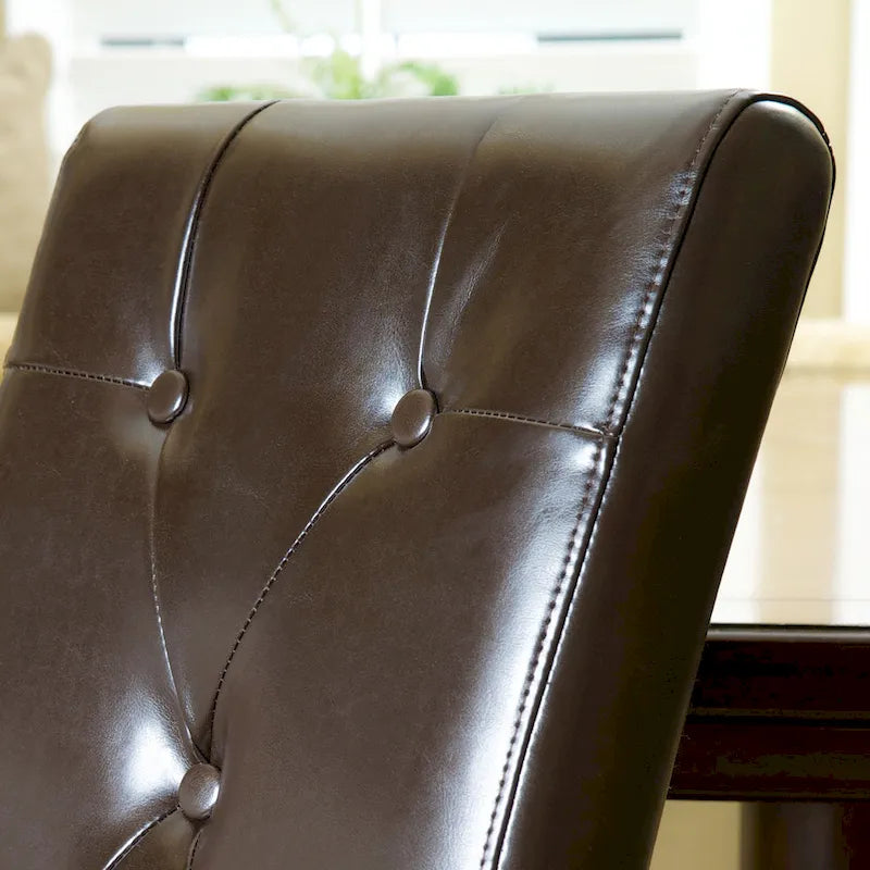 Taylor Brown Bonded Leather Dining Chair (Set of 2) by Christopher Knight Home