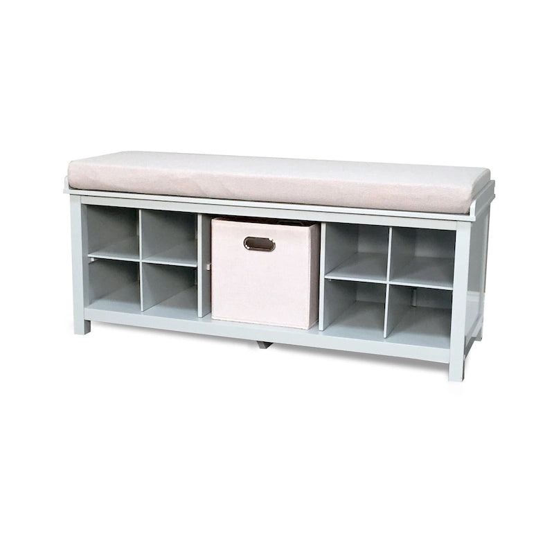 John Louis Home Solid Wood Entryway Bench with 2 Shoe Storage & 1 Bin Grey
