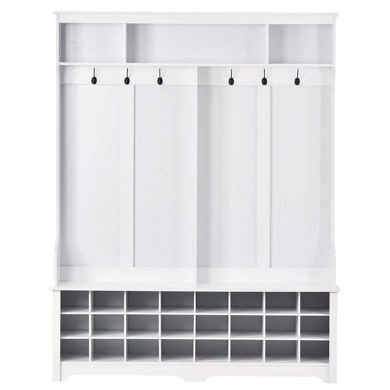 Merax Multiple Functions Hall Tree with Hooks, Shelves & 24 Shoe Cubbies