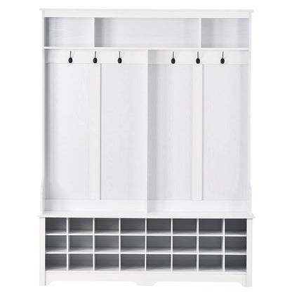 Merax Multiple Functions Hall Tree with Hooks, Shelves & 24 Shoe Cubbies