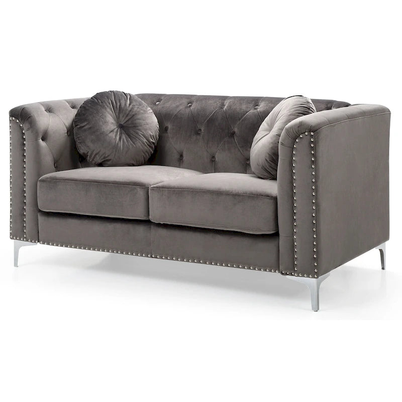 Pompano Velvet Button Tufted Loveseat