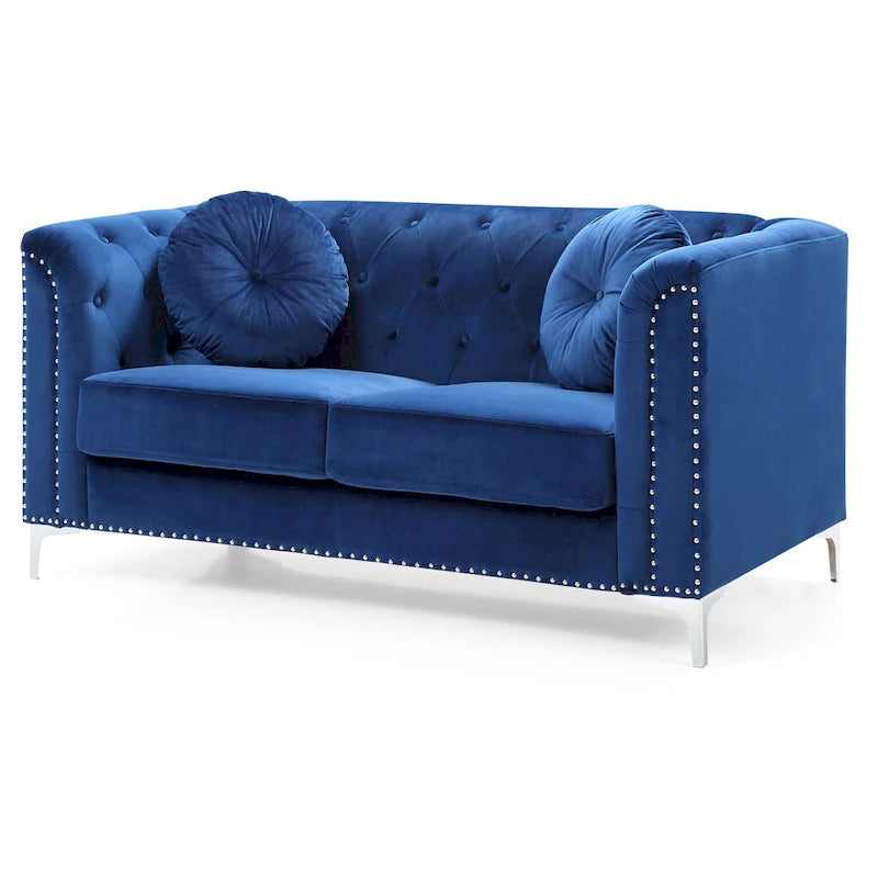 Pompano Velvet Button Tufted Loveseat