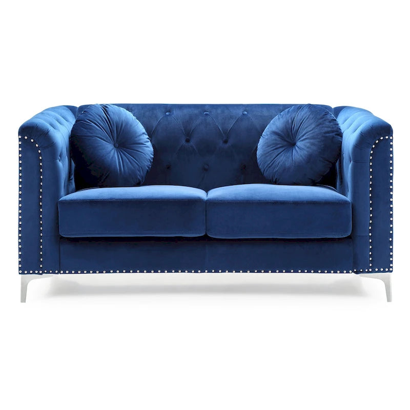 Pompano Velvet Button Tufted Loveseat