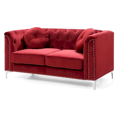 Pompano Velvet Button Tufted Loveseat