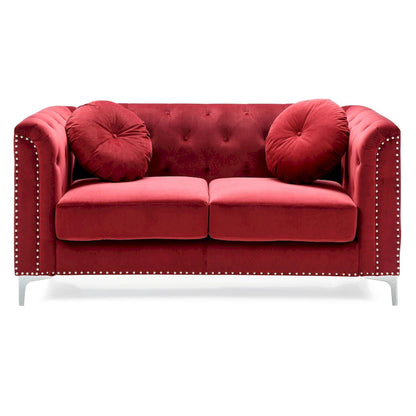 Pompano Velvet Button Tufted Loveseat