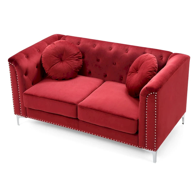 Pompano Velvet Button Tufted Loveseat